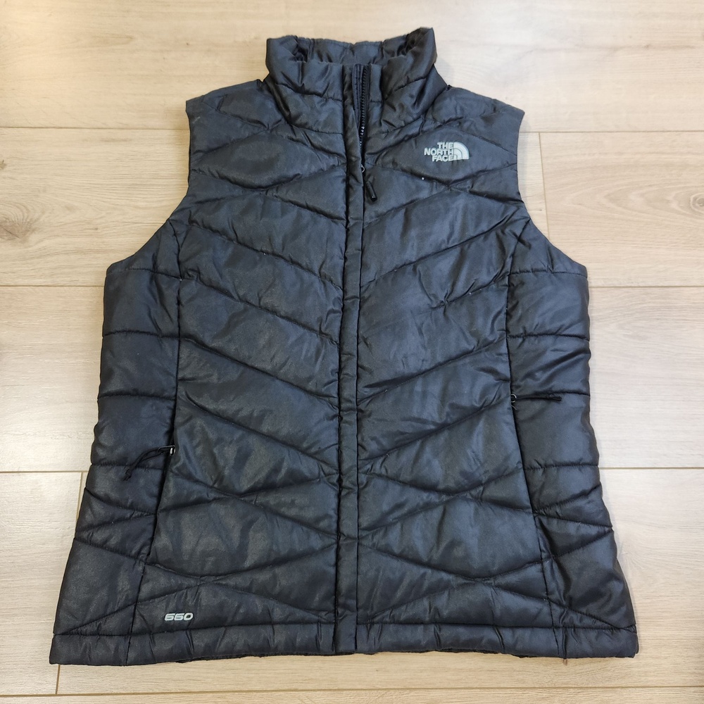The North Face 550 Down Vest Womens Medium Black Quilted Puffer Full Zip Outdoor